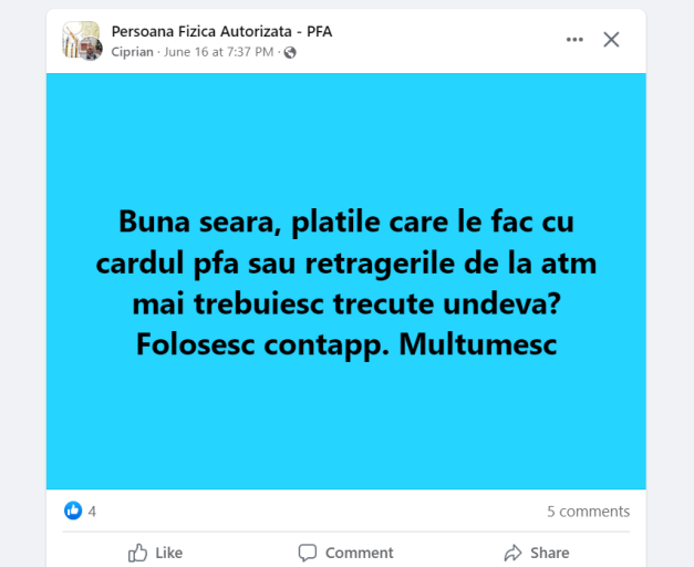 Serviciu de consultanta pentru infiintare si contabilitate PFA